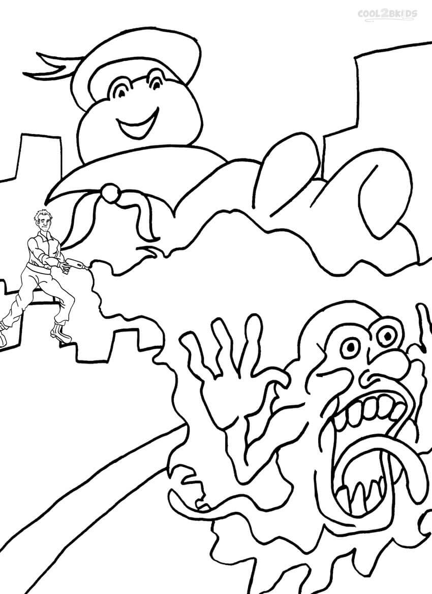 Dibujo de Cazafantasmas Vs Fantasma para Colorear y Imprimir
