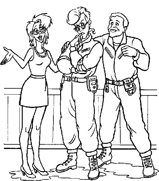 Dibujo de Dibujando Tres Personajes de Cazafantasmas para Colorear y Imprimir