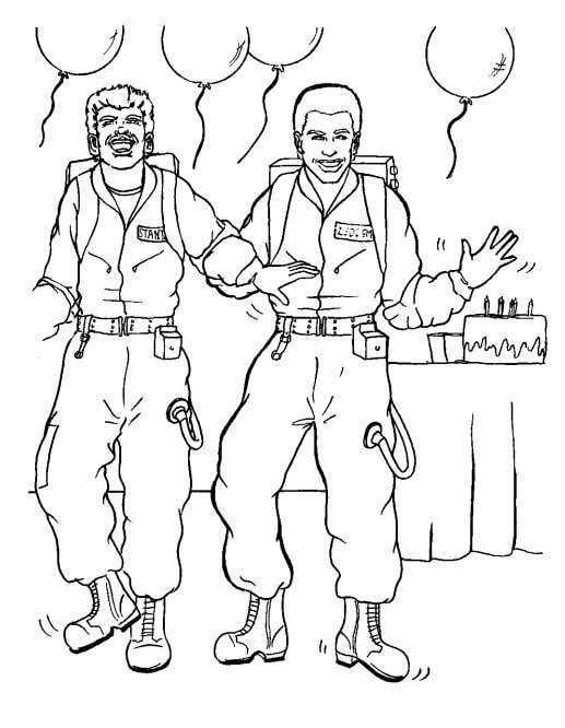 Dibujo de dos Personajes de Los Cazafantasmas para Colorear y Imprimir