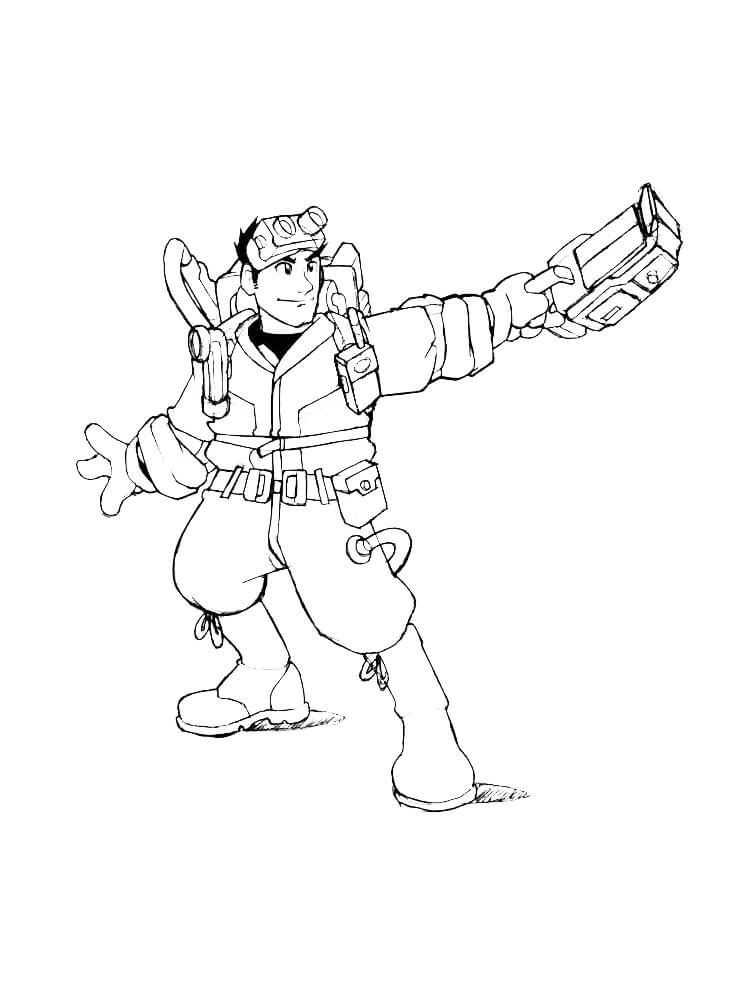 Dibujo de Personaje Sonriente Cazafantasmas para Colorear y Imprimir