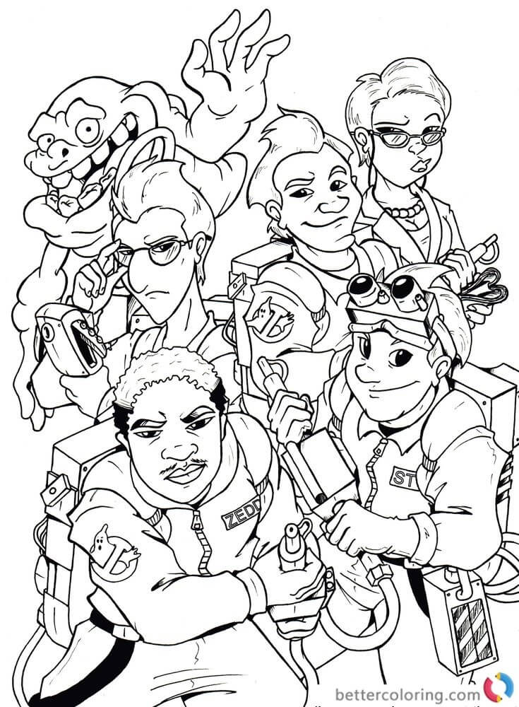 Dibujo de Todos Los Personajes de Cazafantasmas para Colorear y Imprimir