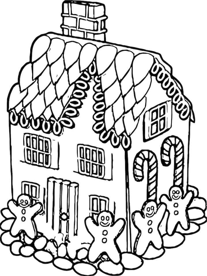 Dibujo de Bonita Casa de Pan de Jengibre para Colorear y Imprimir