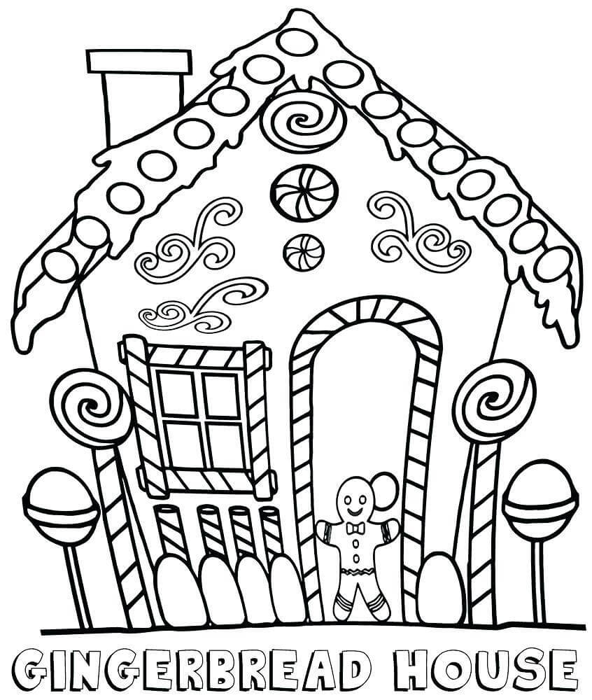 Dibujo de Encantadora Casa de Pan de Jengibre para Colorear y Imprimir