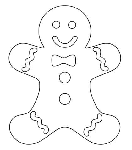 Dibujo de Hombre de Pan de Jengibre Basíco para Colorear y Imprimir