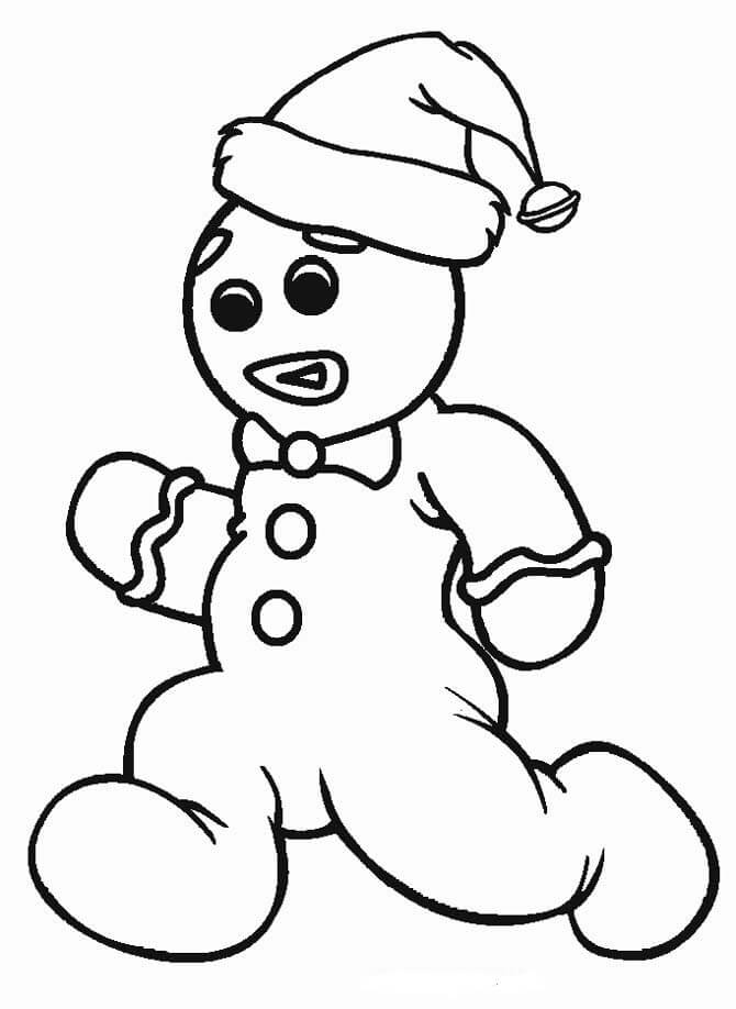 Dibujo de Hombre de Pan de Jengibre Corriendo para Colorear y Imprimir