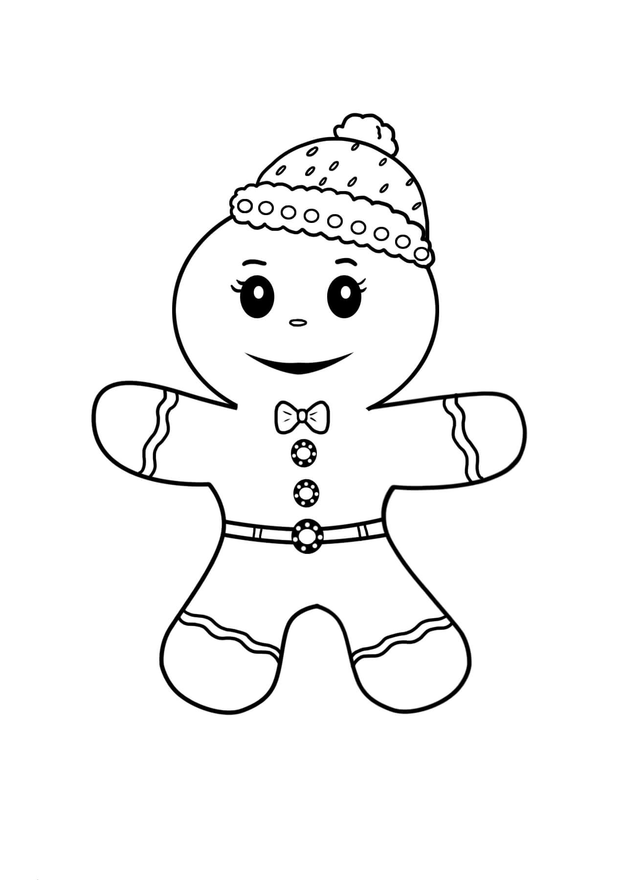 Dibujo de Hombre de Pan de Jengibre En Invierno para Colorear y Imprimir