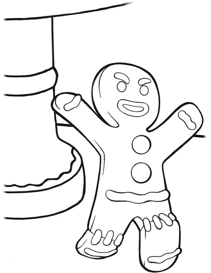 Dibujo de Hombre de Pan de Jengibre ¡Feliz para Colorear y Imprimir