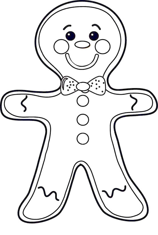 Dibujo de Hombre de Pan de Jengibre Gracioso para Colorear y Imprimir