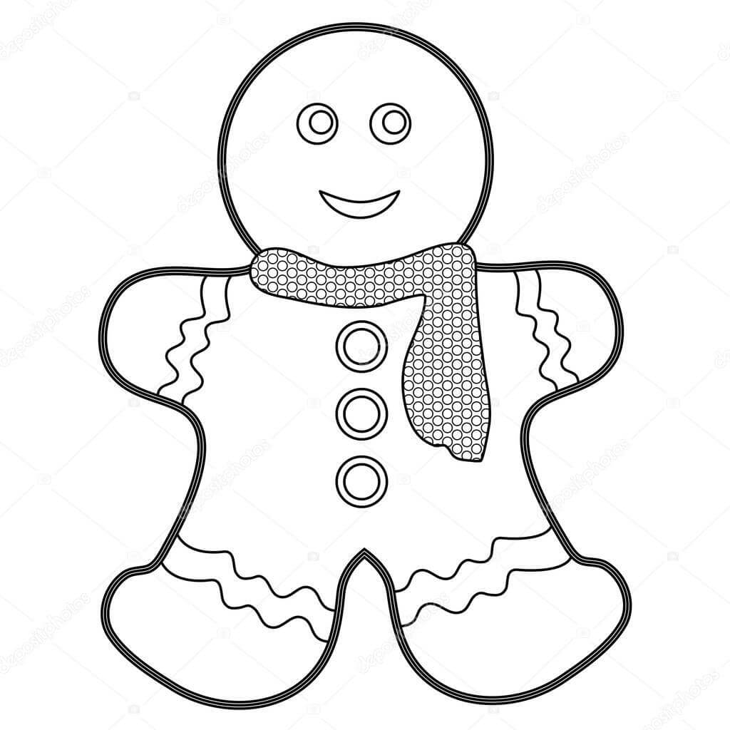 Dibujo de Hombre de Pan de Jengibre Invierno para Colorear y Imprimir