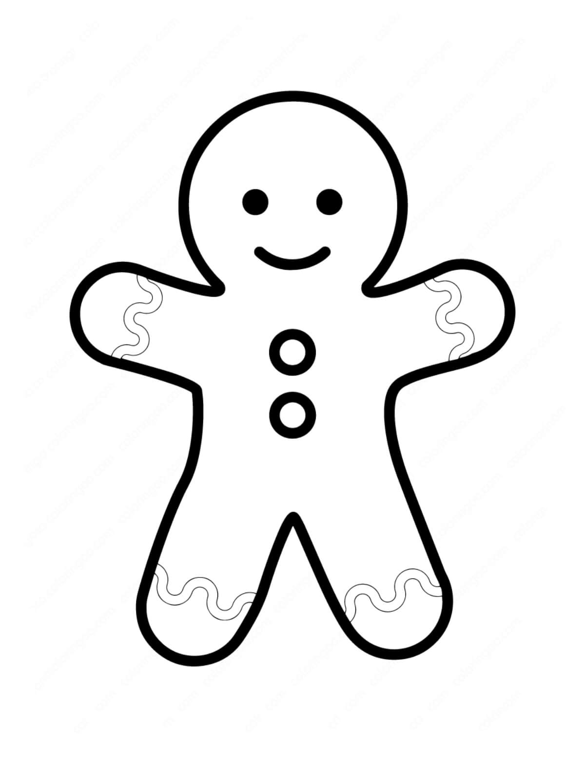 Dibujo de Hombre de Pan de Jengibre Simple para Colorear y Imprimir