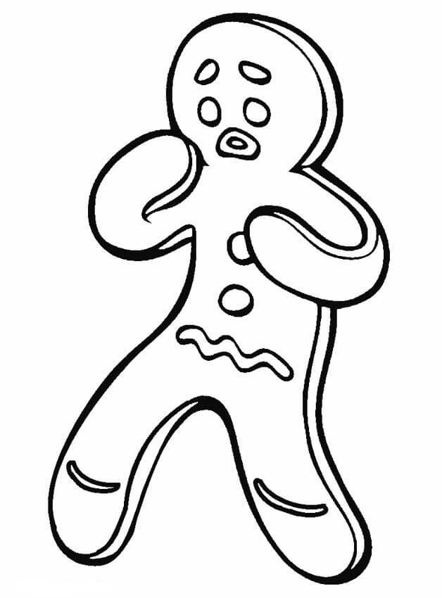 Dibujo de Hombre de Pan de Jengibre Triste para Colorear y Imprimir