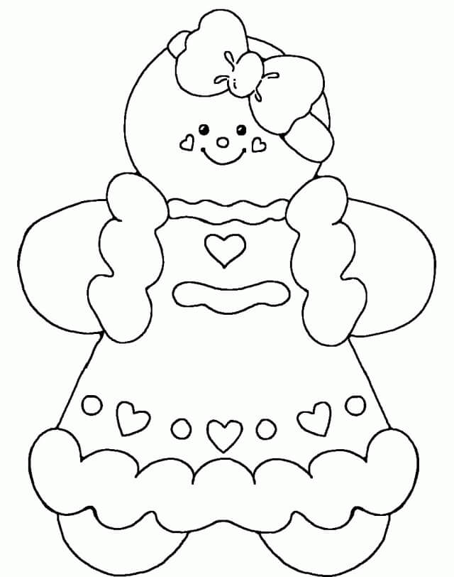 Dibujo de Preciosa Niña de Pan de Jengibre para Colorear y Imprimir