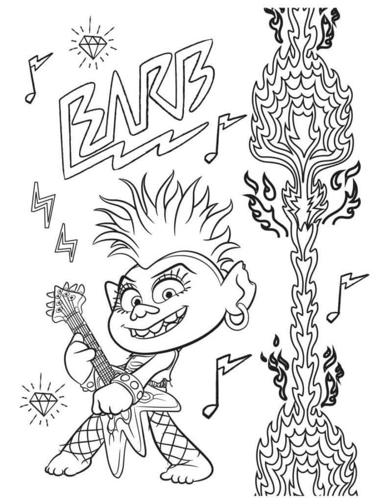 Dibujo de a La Reina Barb Le Encanta El Rock para Colorear y Imprimir