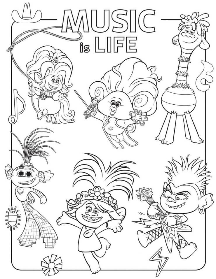 Dibujo de La Música Es Vida para Colorear y Imprimir