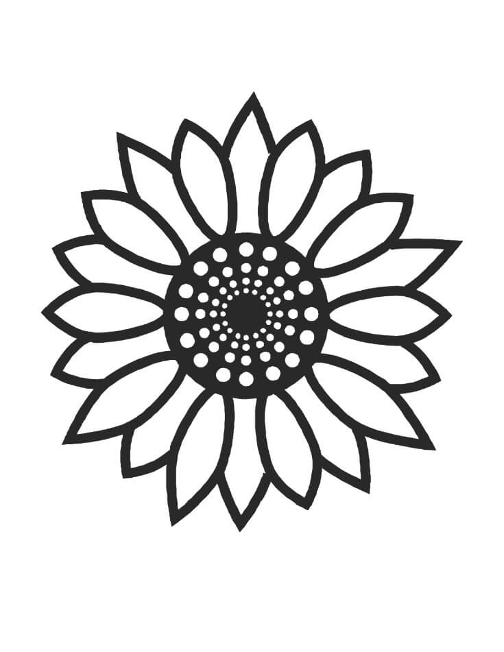 Dibujo de Girasol Fácil para Colorear y Imprimir