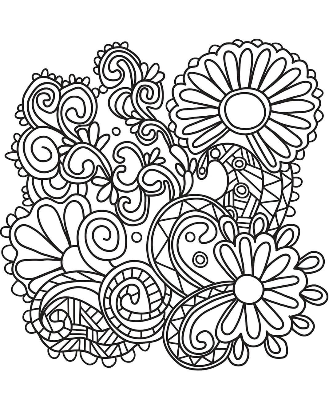 Dibujo de Girasoles Garabato Arte para Colorear y Imprimir