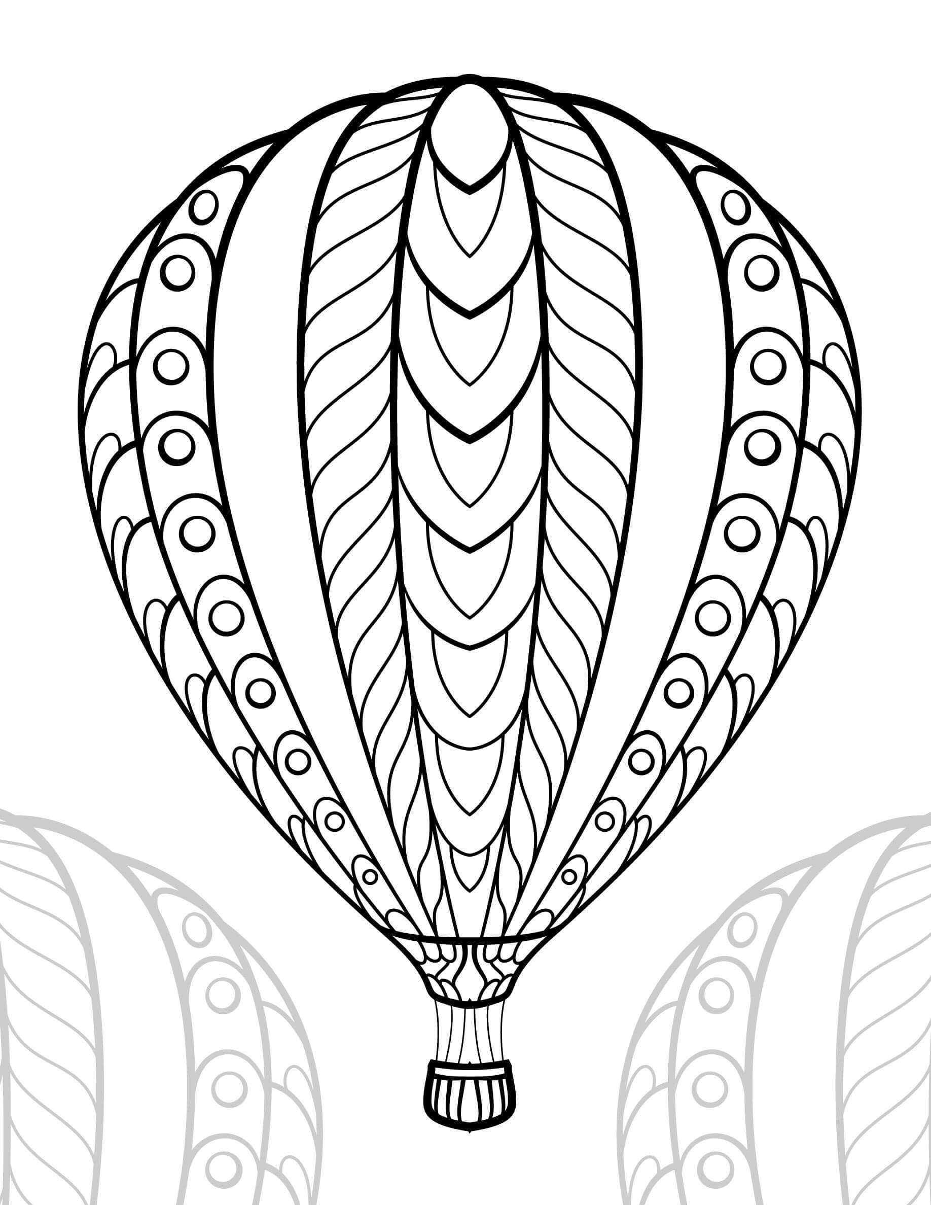 dibujo aventura de animales en globo aerostatico para imprimir y colorear