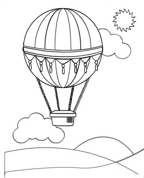 dibujo corazon mandala globo aerostatico para imprimir y colorear