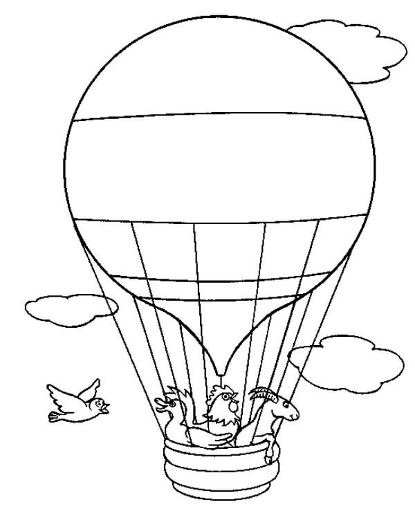 dibujo globo aerostatico facil para imprimir y colorear