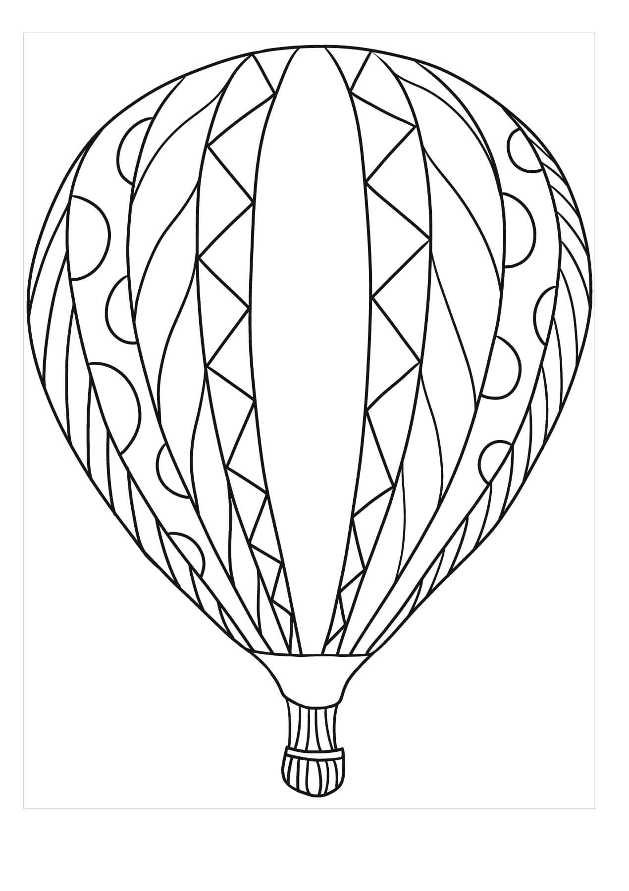 dibujo globo aerostatico y nube para imprimir y colorear