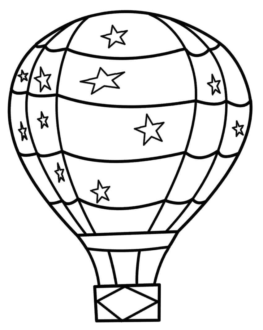 dibujo pareja en globo aerostatico para imprimir y colorear