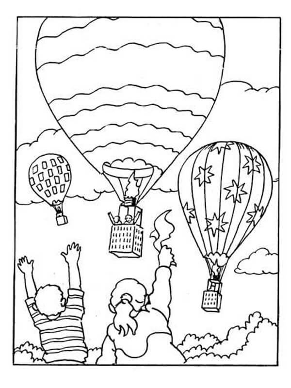 dibujo tres globos aerostaticos 1 para imprimir y colorear