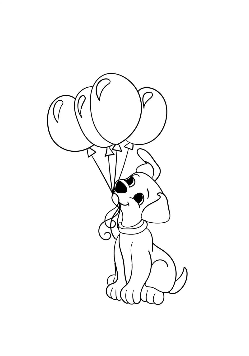 Dibujo de Cachorro Con Globos 1 para Colorear y Imprimir