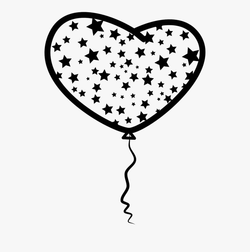 Dibujo de Globo de Corazón Lindo para Colorear y Imprimir