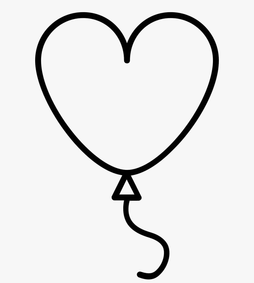Dibujo de Globo de Corazón para Colorear y Imprimir