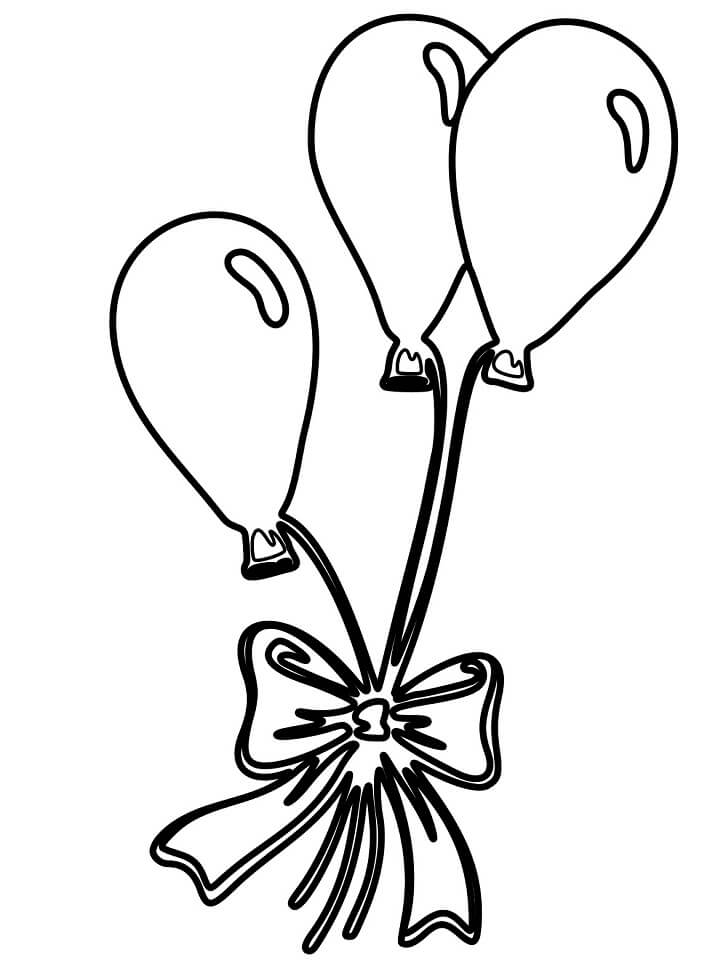 Dibujo de Globos Con Lazo para Colorear y Imprimir