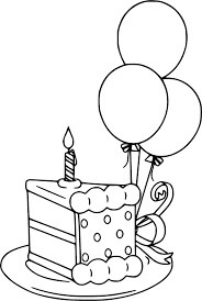 Dibujo de Pastel de Cumpleaños Con Globo para Colorear y Imprimir
