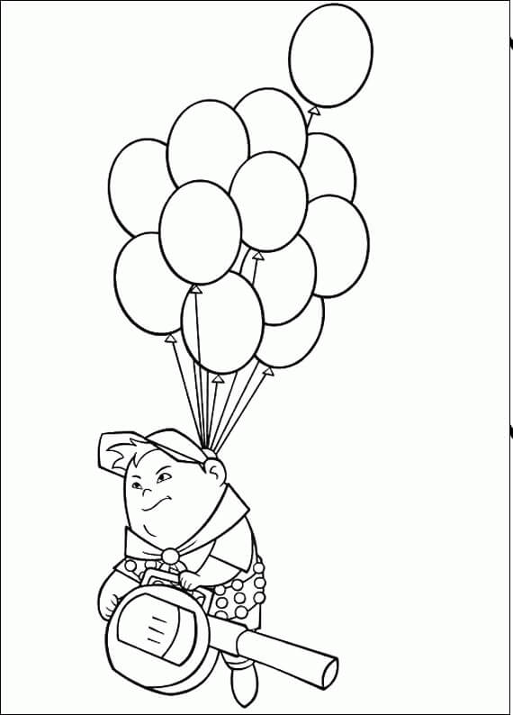 Dibujo de Russell Volando En Globo para Colorear y Imprimir