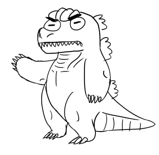 Dibujo de Adorable Godzilla para Colorear y Imprimir