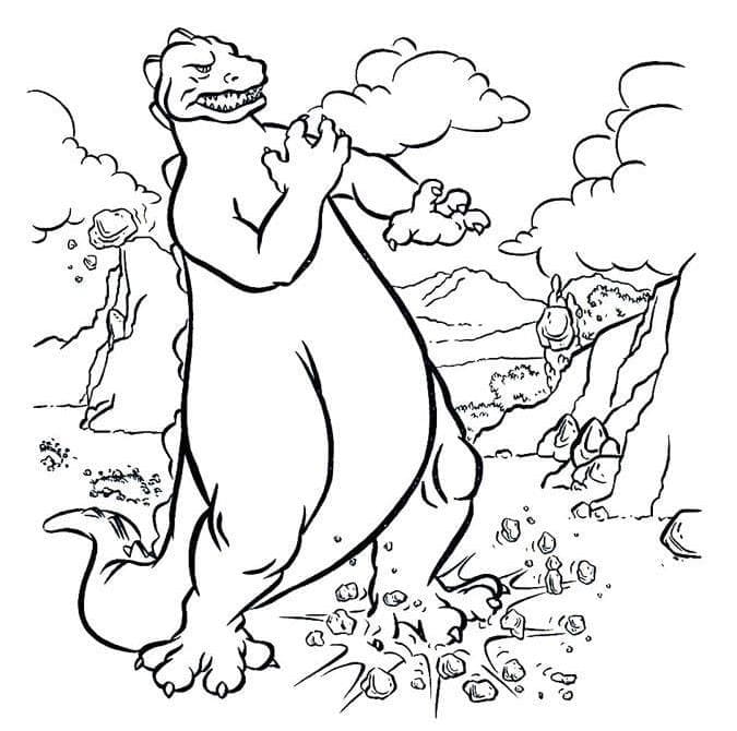 Dibujo de Divertido Ataque de Godzilla para Colorear y Imprimir