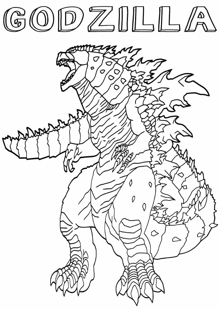 Dibujo de Genial Godzilla Enojado para Colorear y Imprimir