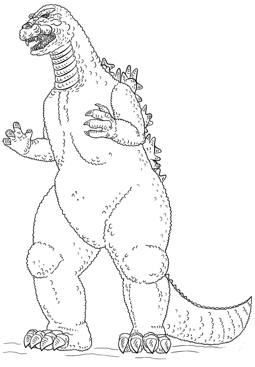 Dibujo de Godzilla Basíco para Colorear y Imprimir