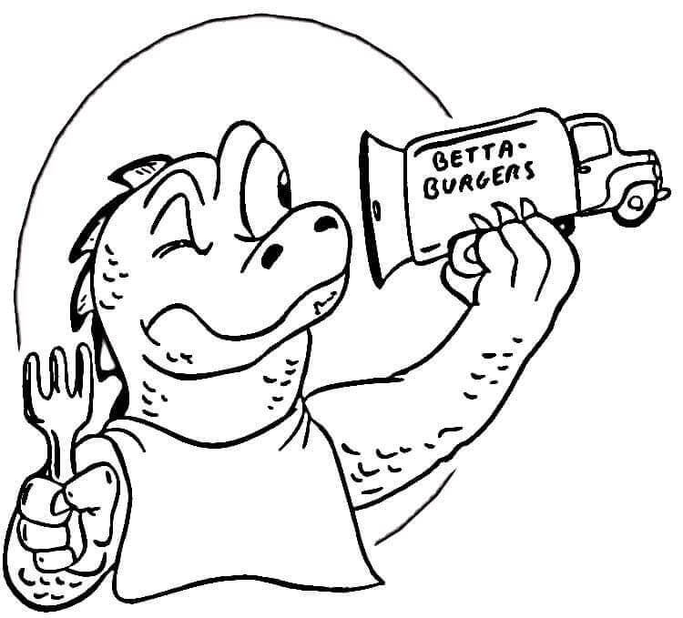 Dibujo de Godzilla Buscando Comida para Colorear y Imprimir