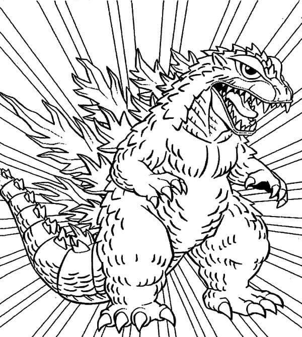 Dibujo de Godzilla de Dibujos Animados para Colorear y Imprimir