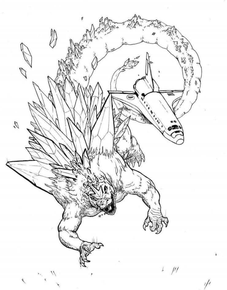 Dibujo de Godzilla desde El Espacio para Colorear y Imprimir