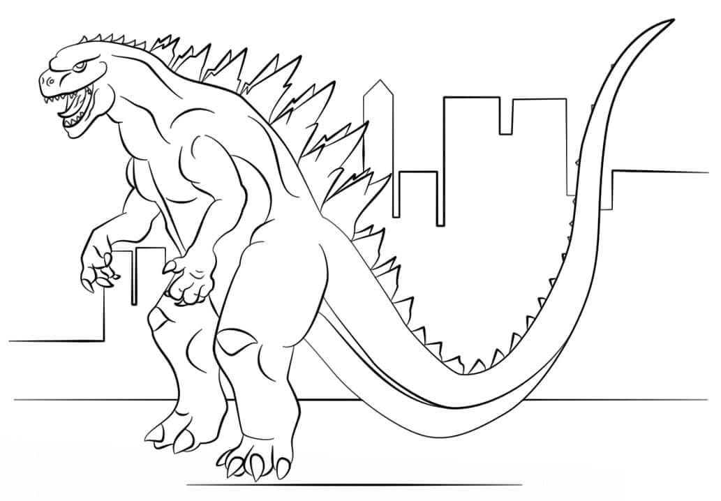 Dibujo de Godzilla Está Enojado para Colorear y Imprimir