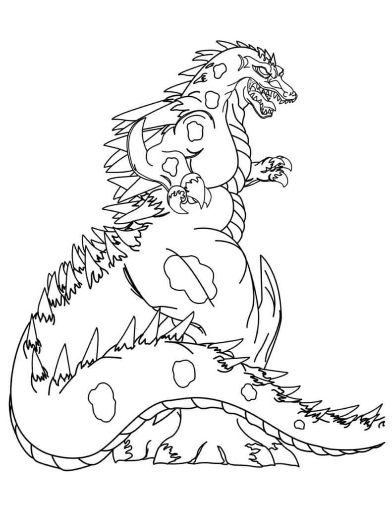 Dibujo de Godzilla Fuerte para Colorear y Imprimir
