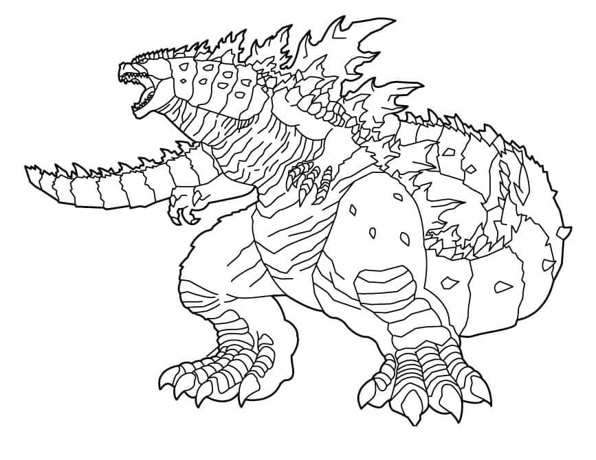 Dibujo de Godzilla Gigante para Colorear y Imprimir