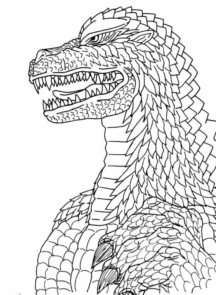 Dibujo de Godzilla Head Es para Adultos para Colorear y Imprimir