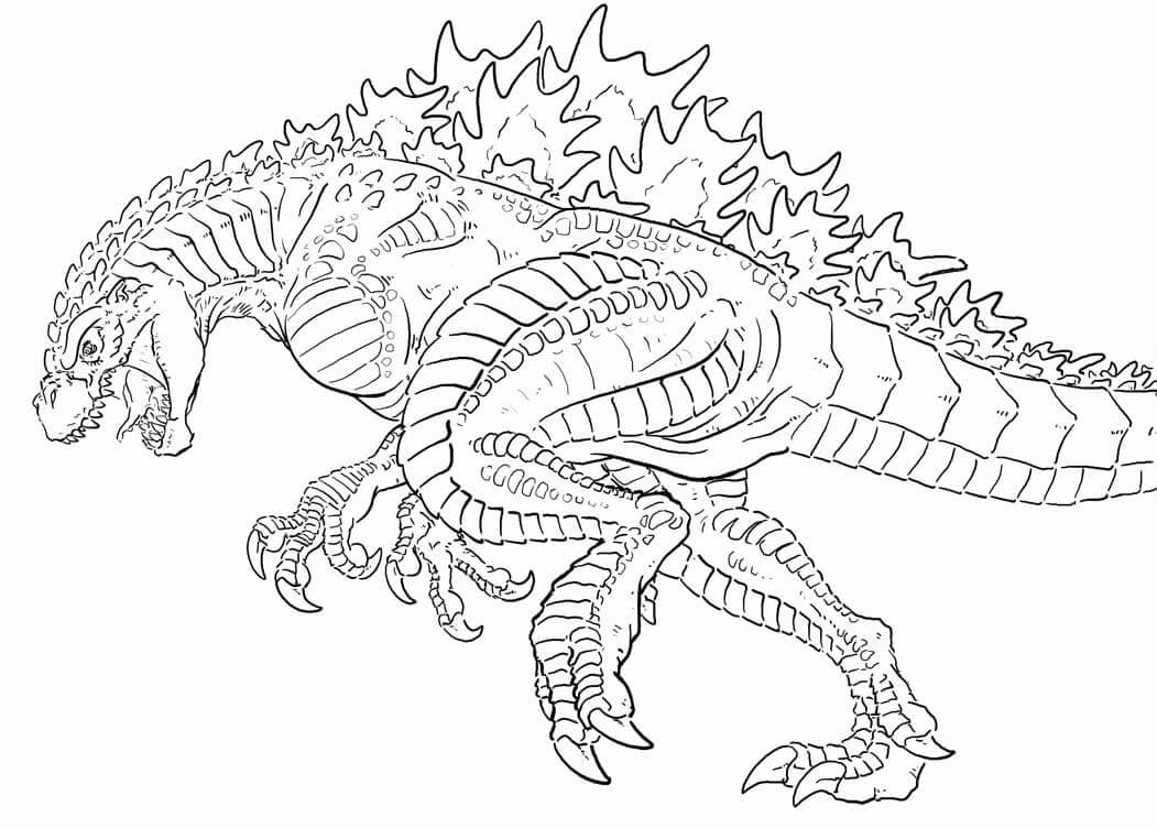 Dibujo de Godzilla Impresionante para Colorear y Imprimir