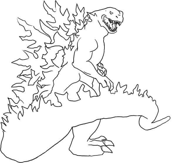 Dibujo de Godzilla Mueve Su Cola para Colorear y Imprimir