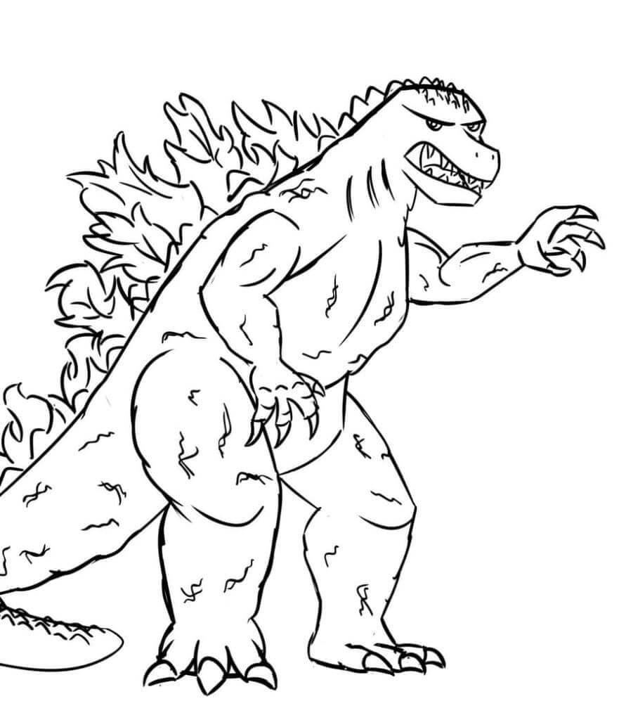 Dibujo de Hermoso Godzilla Enojado para Colorear y Imprimir
