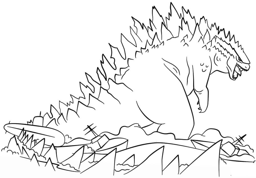 Dibujo de Increíble Godzilla para Colorear y Imprimir