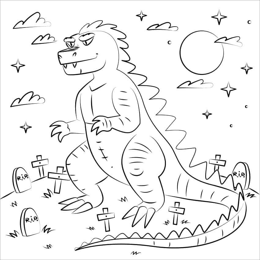 Dibujo de Lindo Godzilla para Colorear y Imprimir