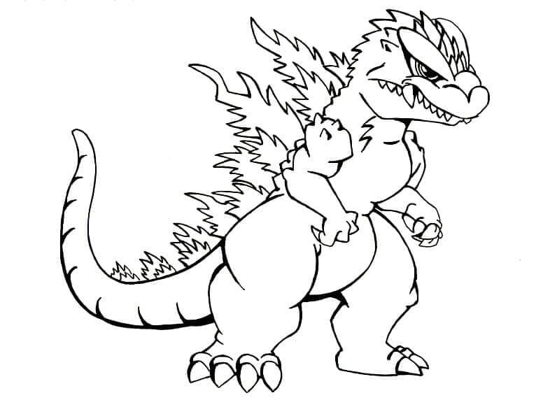 Dibujo de Pequeño Godzilla para Colorear y Imprimir
