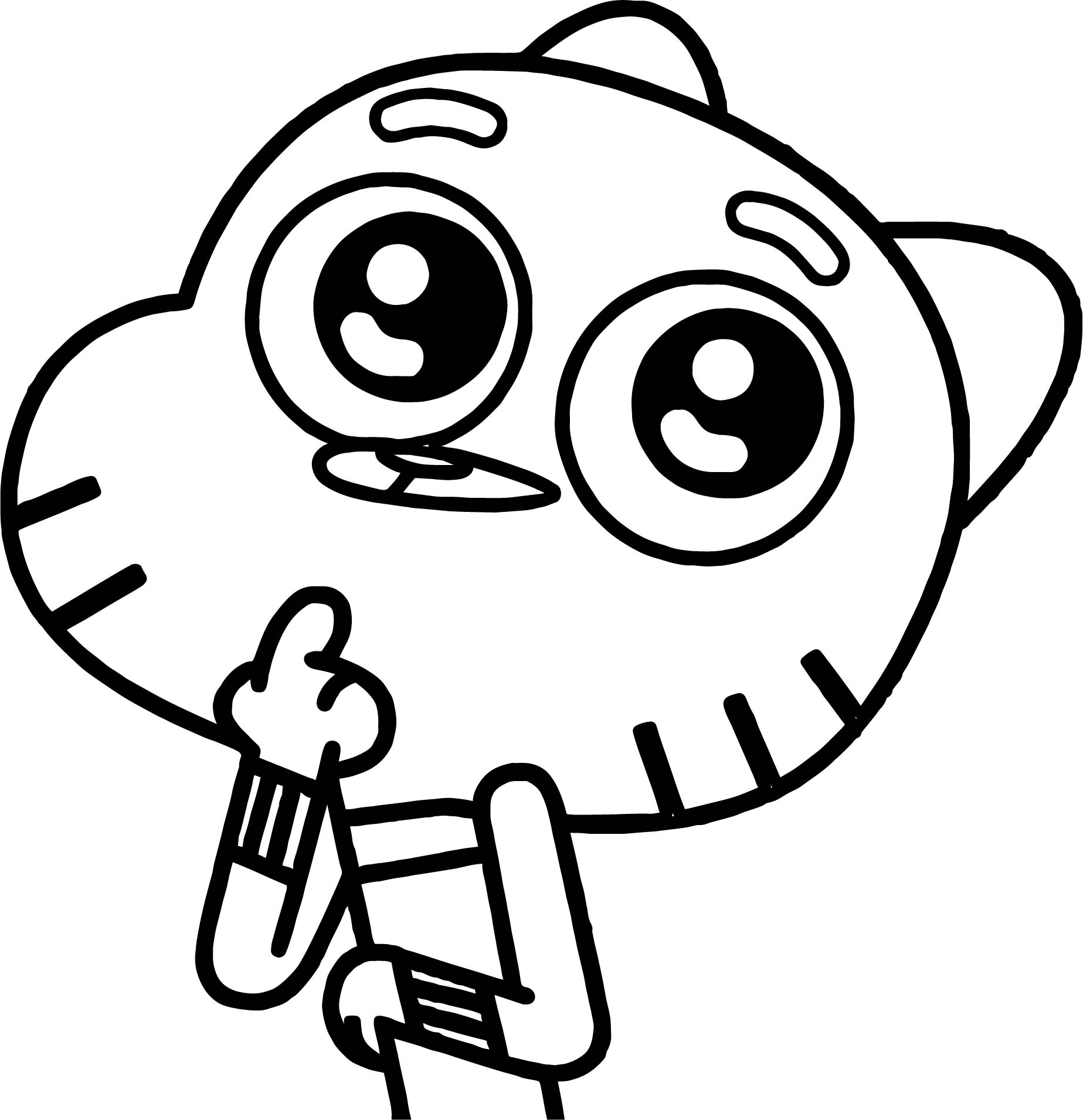 Dibujo de 1539939669 Gumball Thinking Coloring Page para Colorear y Imprimir